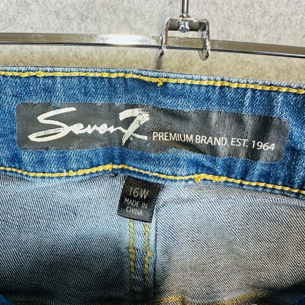 Seven7 Womans Sz 16W Jeans High Rise Straight Crop Denim Stretch Rivets Stud - Picture 9 of 10